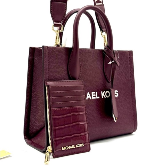 Michael Kors Mirella Small Crossbody Bag & Matching Card Case Wallet Ox Blood - Picture 3 of 11